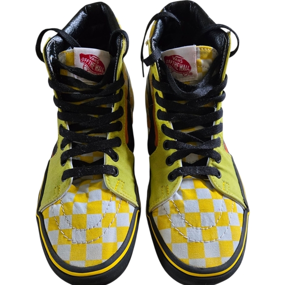 Vans Yellow Checkered High-Top Sneakers - Picture 2 of 8
